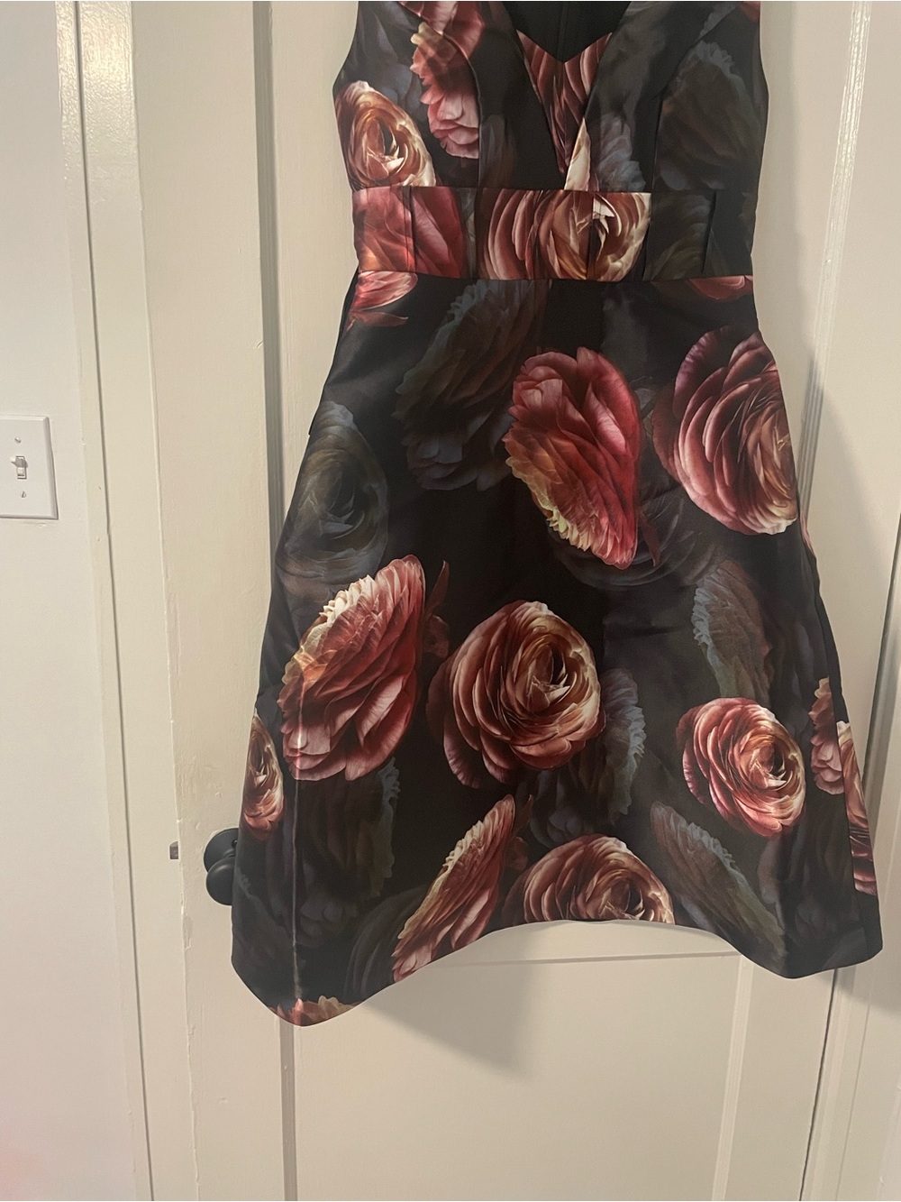 NEW Kay Unger Metallic Rose Print Mikado Midi Dress 6 | Pockets | Wedding Guest - Picture 5 of 7